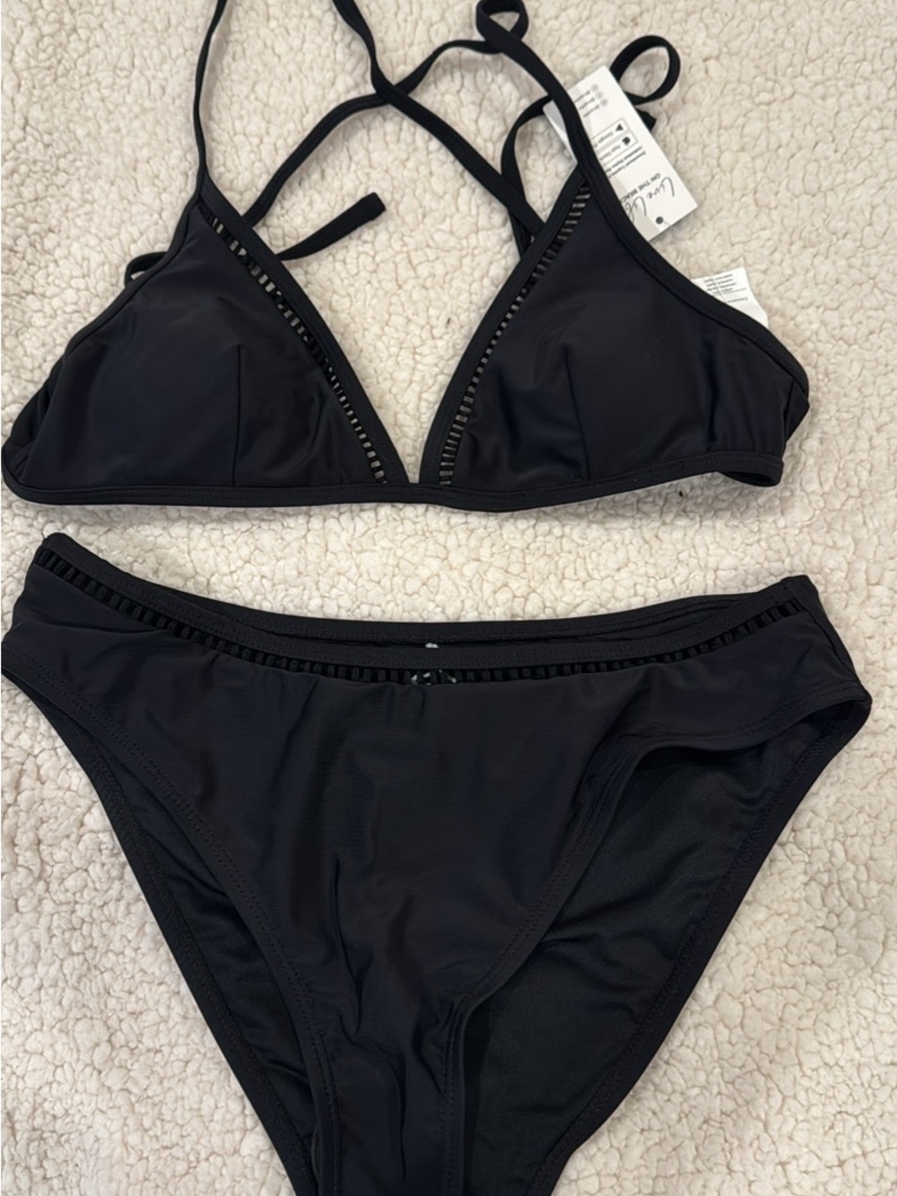 Cupshe Black Triangle Bikini Set with Cutout Trim